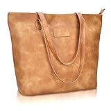 ZMSnow Women Large Tote Purse Handbags PU Leather Shoulder Shopping Bag(1014,Brown)