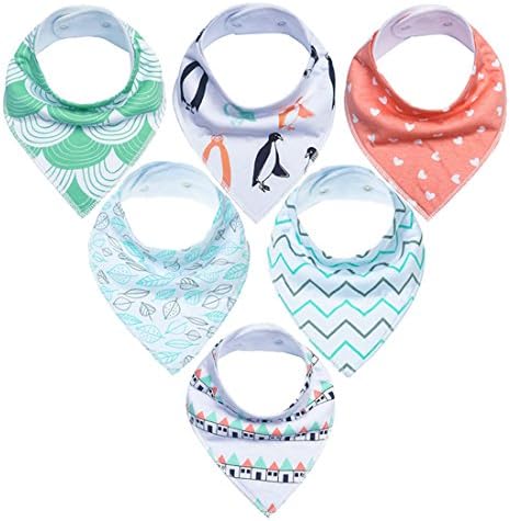 Daystyle Baby Bandana Drool Bibs, Unisex 6-Pack,Soft and Absorbent