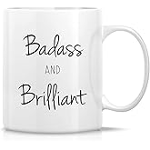 Retreez Funny Mug - Badass and Brilliant Girl Boss Feminist 11 Oz Ceramic Coffee Mugs - Funny, Sarcasm, Motivational, Inspirational birthday gifts for friends, coworkers employer sister girlfriend