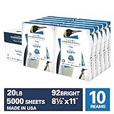 Hammermill 20lb Copy Paper, 8.5 x 11, 10 Ream Case, 5000 Sheets, Made in USA, Sustainably Sourced From American Family Tree Farms, 92 Bright, Acid Free, Economical Multipurpose Printer Paper, 150010C