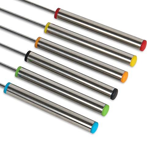 Set of 12 Stainless Steel Fondue Forks 9.5" with Heat Resistant Handle,FLYPARTY Color Coding Forks Perfect For Cheese Chocolate Fountain Roast Marshmallows Meat
