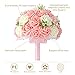 Febou Wedding Bouquet Bride Bridesmaid Toss Bouquet Bridal 9 inch Rose Bouquet Artificial Flowers for Wedding Party and Church (White + Pink)