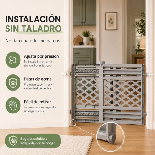 IJHFNL Puerta para Perro Plegable 65-106cm，Puertas para Perros Interior，Material Grueso, Ajustable, no Requiere perforación, Adecuado para Chihuahuas, Schnauzers Miniatura y carlinos. (Gris)