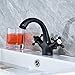 Rozin Deck Mounted Bathroom Basin Faucet 2 Knobs Single Hole Vanity Sink Mixer Tap Oil Rubbed Bronze