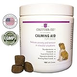Critter Co Calming Treats for Dogs with L-Tryptophan - 100 Count - Soft Chew Calming Aid Helps Soothe Anxiety from Thunderstorms, Fireworks, Separation Anxiety, and More - Made in USA