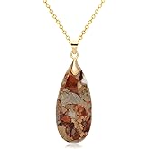 Wovanoo Stone Necklaces for Women Teardrop Gemstone Pendant Necklace Natural Stone Chain Necklaces