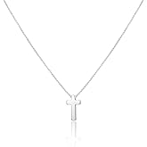 Rotnso Cross Necklace for Women Sterling Silver Plated Dainty Cross Pendant Choker Trendy Simple Cute Small Cross Charm Chain Faith Jewelry Easter Christian Baptism Religious Minimalist Gift