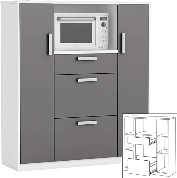 habeig Küchenschrank 8540 weiß anthrazit Singleküche Küchenregal