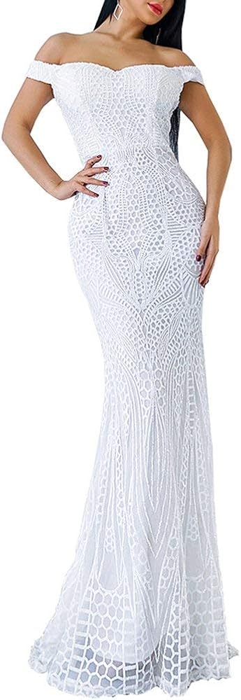Lin Lin Q Women Bra Sequin Maxi Evening Party Dress
