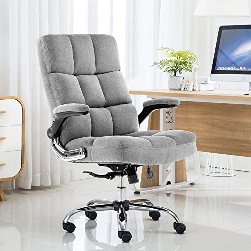 KERMS Velvet Office Chair Adjustable Tilt Angle and Flipup Arms