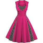 Women Vintage Polka Dot 1950s Rockabilly Halter Audrey Dress Retro Floral Evening Cocktail Swing Dress