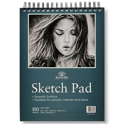 Artists Sketchbook for Drawing 9x12" with Spiral Bound Smooth Sketch