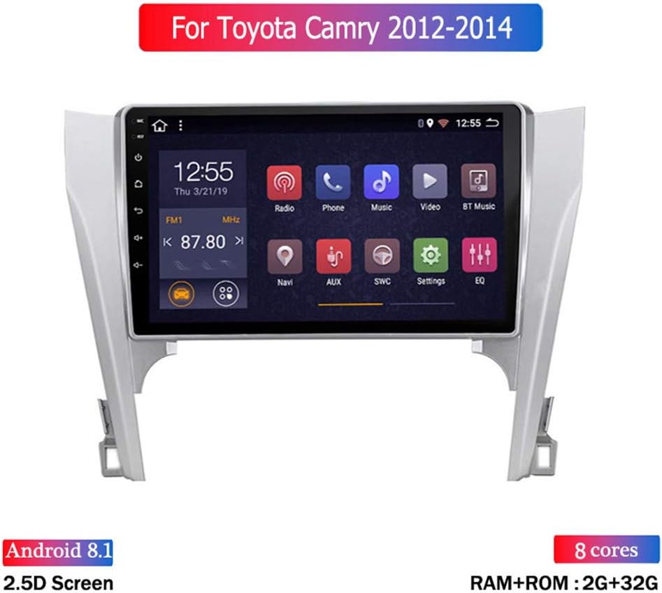 HARBERIDE Android 8.1 Car Radio for Toyota Camry 2012-2014 Car Stereo GPS Navigation 10.1 Inch Touch Display Car Media Player Support Screen Mirror Wifi Bluetooth Steering Wheel Control