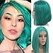 Myfashionhair Affordable Wigs Silky Straight Good Quality Wigs 8 inch 180% Density Affordable Lace Front Wigs with 13x4 Swiss Lace and Adjustable Cap, Pre Plucked Human Hair Wigs (Lake Blue)