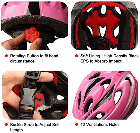 Kid's biking protective gear set including helmet, wrist pads, elbow pads.