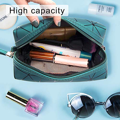 Makeup Bag Small Travel Portable Multifunctional for Cosmetics Make Up Tools with Mini Makeup Brush Set Sponge Gift for Women Girls - Thumbnail 3
