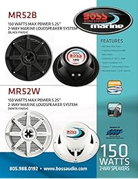 BOSS Audio MR52B 150 vatios (por par), 5.25 pulgadas, rango completo, altavoces marinos a prueba de intemperie de 2 vías (vendidos en pares)