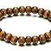 COOLSTEELANDBEYOND Classic Mens Womens Brown Wood Beads Bracelet, 8mm Tibetan Beads Prayer Mala, Stretchable
