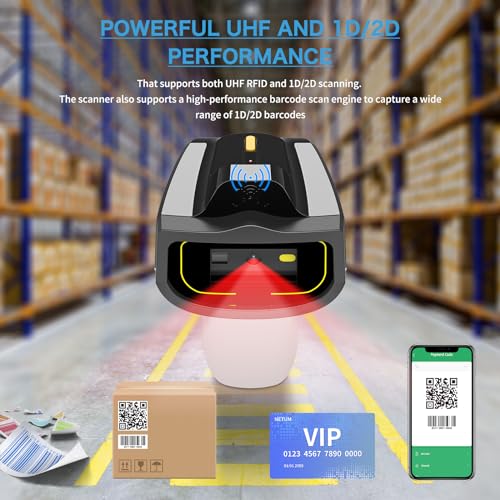 NETUM Wireless Hybrid RFID 2D Barcode Reader UHF RFID Tag Reader and QR 1D/2D Barcode Reading Via Bluetooth Connection for Retail Hospitality System DS8500