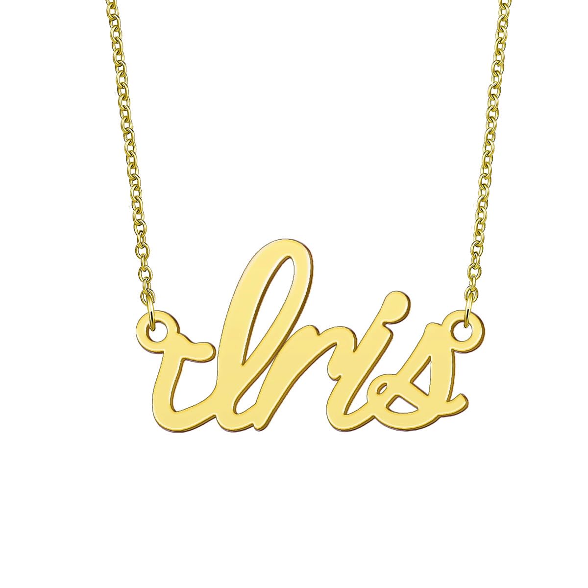 BYBWBL Iris Name Pendant Necklace 18k Gold Plated