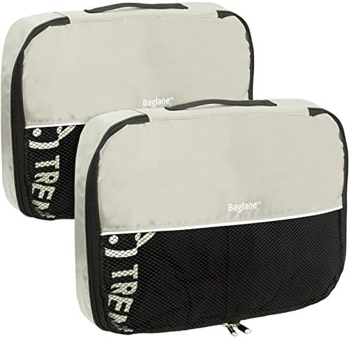 Baglane Packing Cube Bags - Nylon Travel Luggage - 2pc Set (Grey, M)