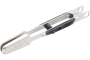 Everdure by Heston Blumenthal Premium Medium Grilling Tongs: Brushed Stainless Steel with Soft Grip Handle, Sturdy Tongs for Cooking, Great for Grilling Large Cuts of Meat, Bottle Opener and Hang Zone