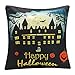 Yeahbeer 4-Pack Happy Halloween & Christmas Pillow Covers Cotton Linen Bat Pumpkin Sofa Home Decor Throw Pillow Case Cushion 18