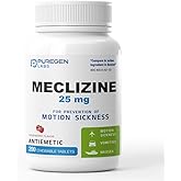 Puregen Labs Meclizine 25 mg Antiemetic 200 chewable Tablets | Motion Sickness Pills, Prevent Nausea, Vomiting, Dizziness, Dairy Free, Value Pack, Nausea Relief, Nausea Medicine