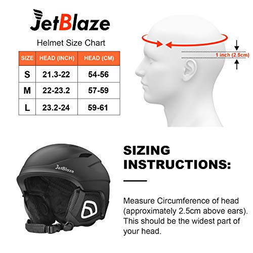 JetBlaze Ski Helmet, Snowboard Helmet, Snow Helmet for Men Women Youth (Black, M)