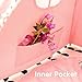 JoyNote Kids Teepee Tent Indoor Outdoor Children Indian Play Tent 4 Wooden Poles Canvas Tipi with Cotton Mat, Carry Bag, Decorations Star Stickers & Flag (Pink)