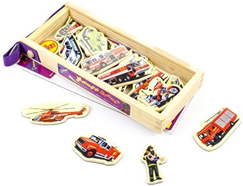 Timy 23 Wooden Magnets Magnetic Fire Engine Vehicle Set in a Box