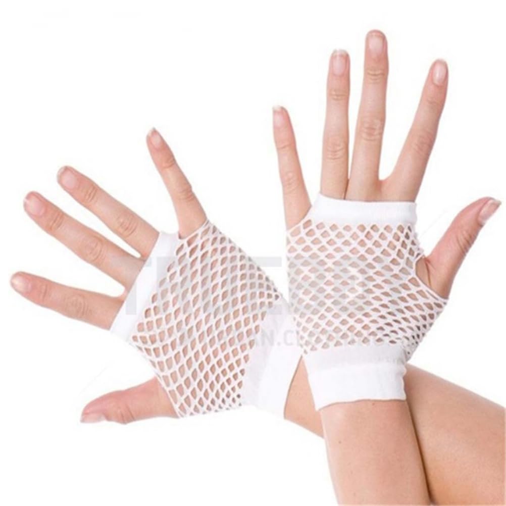 LIOOBO 10 Pairs 80s Costume Fingerless Gloves Lace Neon Fingerless Fishnet Gloves for Wedding 80's Party Fancy Favors (Random Color)
