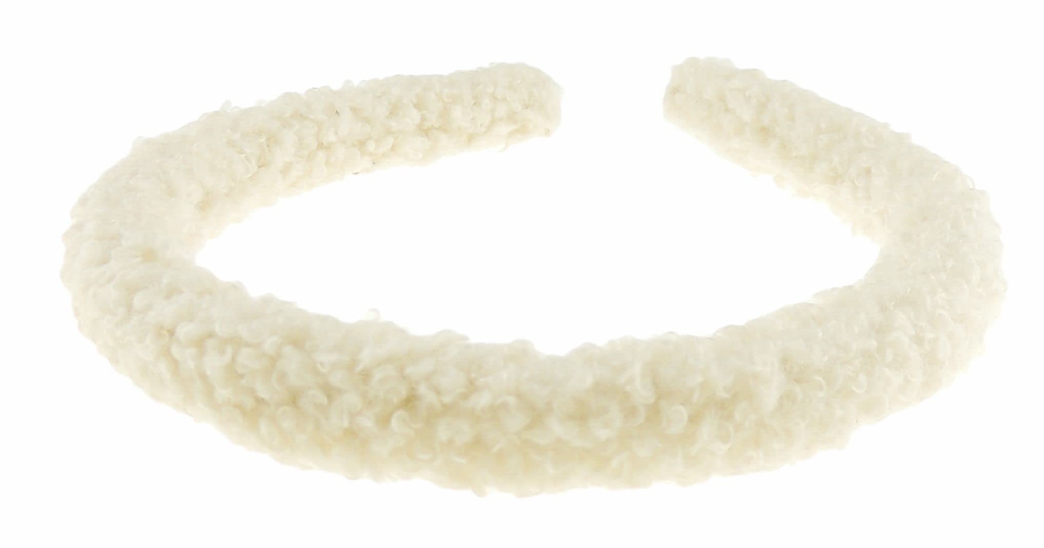 Girls Women Thin Narrow Winter Fluffy Plush Fabric Everyday Work School Gym Yoga Headband Alice Band Alice Band Hair Accessories Hairband Christmas Birthday Wedding Bridesmaid (Cream)