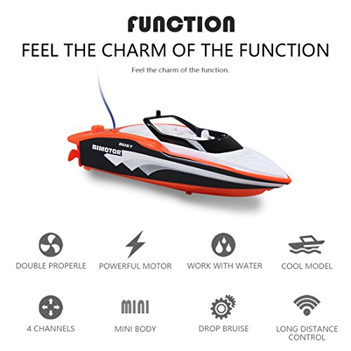 YIFAN Remote Control Boat, Kids Adults Mini High-Speed Series SpeedBoat for Pool and Lakes Outdoor Use, 5.9"x1.9"x1.6"(Orange)