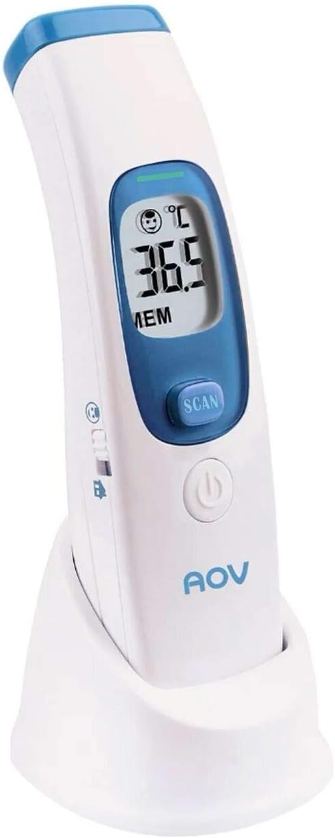 Infrared Digital Forehead Thermometer, Non-Contact Forehead Thermometer with LCD Display, Accurate Instant Readings, Fever Alarm, and Memory Function, Includes a Stand, for Adults, Baby