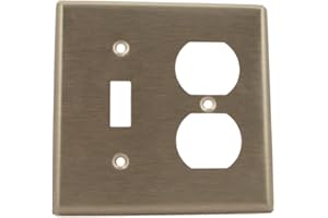 Leviton 84005 2-Gang 1-Toggle 1-Duplex Device Combination Wallplate, Standard Size, Device Mount (Stainless Steel)