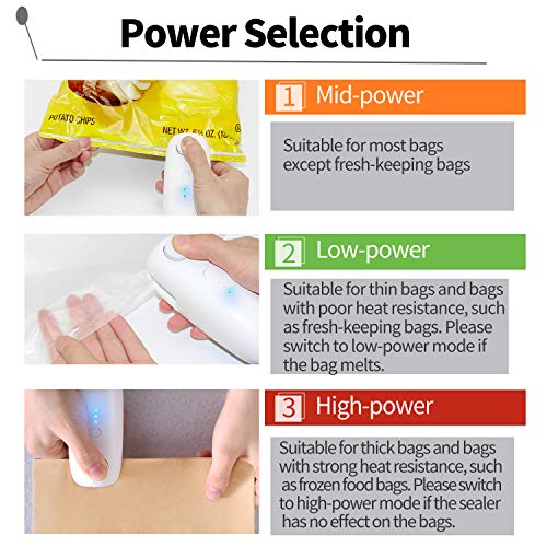 Mini Bag Sealer USB Rechargeable Heat Sealer, 2 in 1 Portable Handheld Bag Sealer and Cutter, Powerful Package Resealer Quick Seal for Vacuum Sealer Bags, Plastic Chip Bags, Cereal Bags