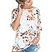 ZOMUSA Clearance Womens Floral Printing Loose Short Sleeve Blouse (XL, white)