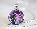 Espeon and Umbreon Pokeball Necklace // 1 In Round Pokemon Eeveelution Jolteon Flareon Vaporeon Umbreon Leafeon Sylveon Gift Idea Gamer Gear