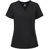 COZYFIT Scrub V-Neck Tops for Women, Soft Stretch Women's Tops Easy Care with 3 Pockets