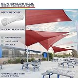 Windscreen4less 16' x 16' x 16' Sun Shade Sail Canopy in Rust Red with Commercial Grade (3 Year Warranty) Customized Sizes Available