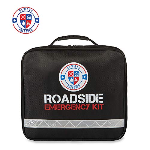 Always Prepared 62 Piece Roadside Emergency Assistance Kit with Jumper Cables - All-in-One Auto, Visibility, Safety, and First Aid Essentials
