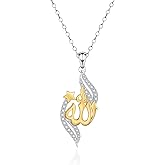 Senpotly Islamic Allah Necklace for Women - 925 Sterling Silver Allah Name Islamic Muslim Pendant Religious Faith Necklace Arabic Star Eid Ramadan Jewelry Gifts