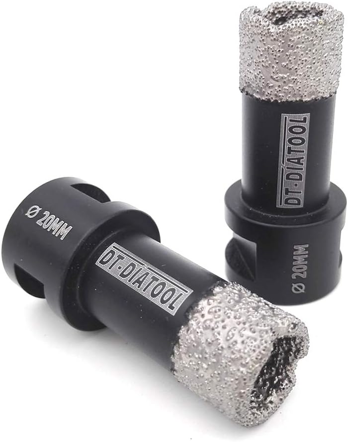 DT-DIATOOL Diamond Drill Bit 2PCS 20mm Hole Saw for Dry Drilling Tile Porcelain Marble Ceramic Granite, Black
