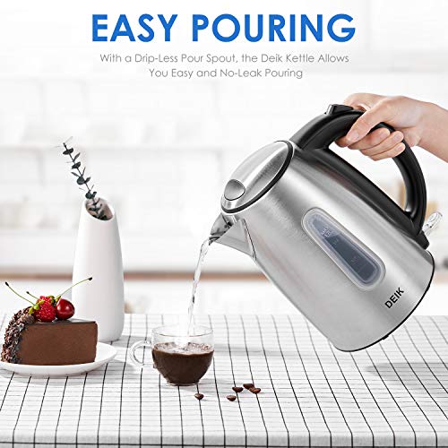 Deik Electric Kettle Stainless Steel Cordless Tea Kettle with British Strix Control, 1.7-Liter Water Kettle 1500W Fast Boiling, Hot Water Kettle Electric with Auto Shut-Off, BPA-Free - Thumbnail 6