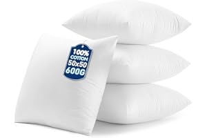 MIULEE 20x20 Pillow Inserts,Set of 4 100% Virgin Microfiber with Cotton Cover Throw Pillows for Couch Sofa and Bed