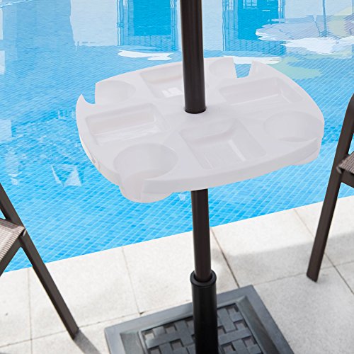 Sundale Outdoor Umbrella Table Beach Patio Accessory Table Heavy Duty, 17in Diameter, White