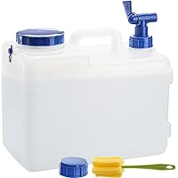 Dicunoy Water Container with Spigot, 4 Gallon Camping Drinking Water Storage Jug, 15L Portable Thick Slim Water Dispenser Car