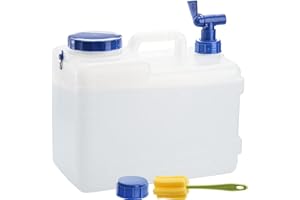Dicunoy Water Container with Spigot, 4 Gallon Camping Drinking Water Storage Jug, Portable Thick Slim Water Dispenser Carrier for Vehicle, Car, Outdoor, Hiking, Emergency, Hurricane Supplies