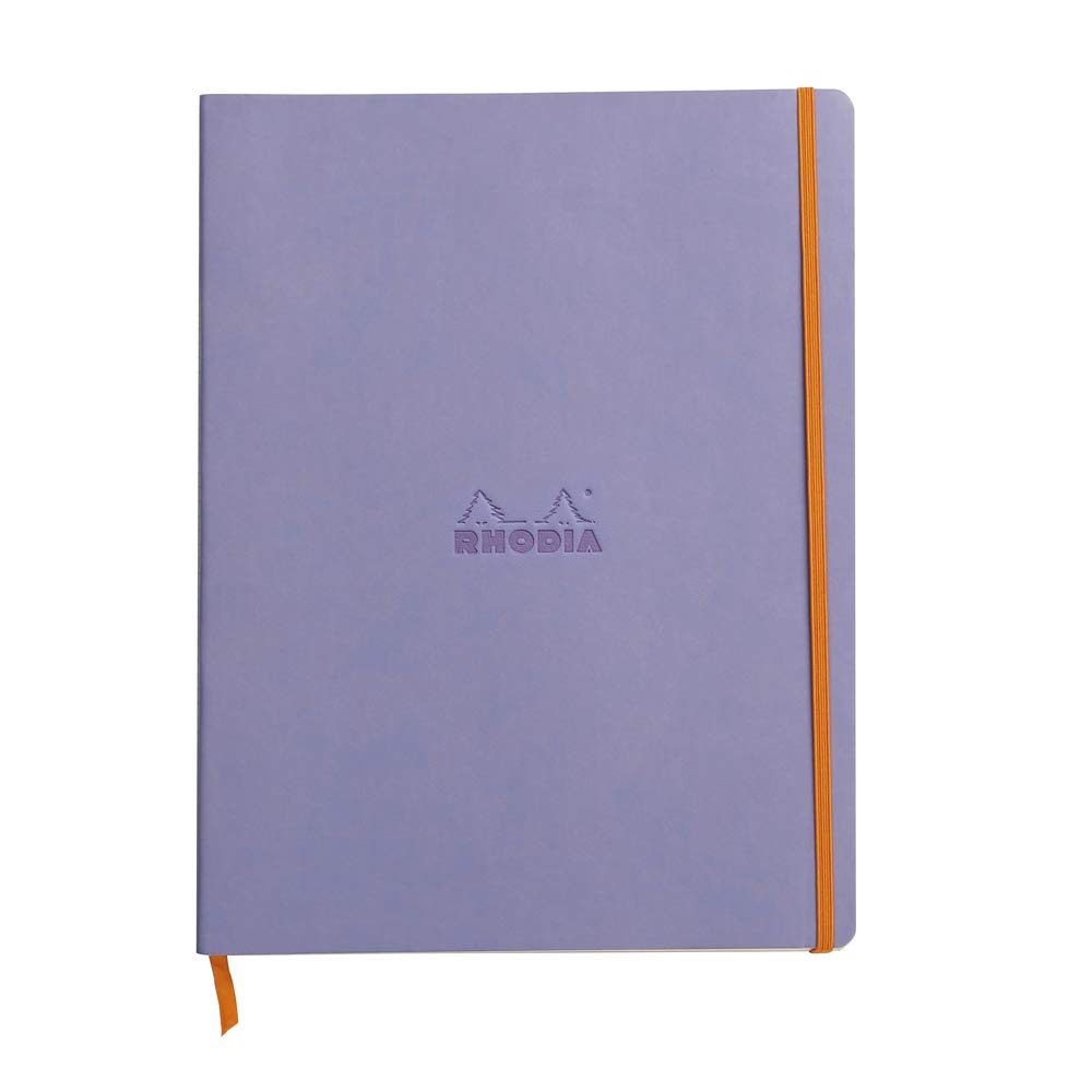 RHODIA 117709C - Iris Flexible Notebook - A4+ - Lined - 160 Detachable Pages - Ivory Clairefontaine Paper 90 g/m - Bookmark, Elastic Closure - Faux Leather Cover - Rhodiarama Collection